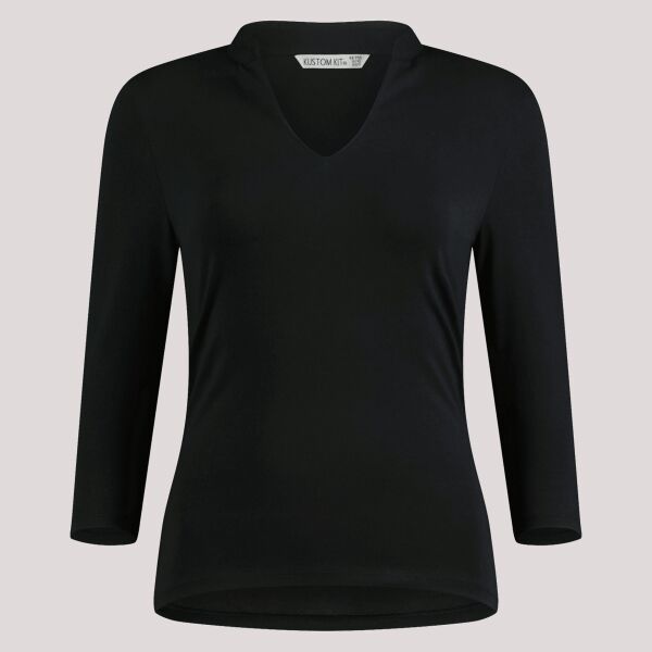 Kustom Kit Ladies 3/4 Sleeve Mandarin Collar Top Thumbnail