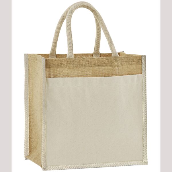 Westford Mill Cotton Pocket Natural Starched Jute Midi Tote Bag Thumbnail