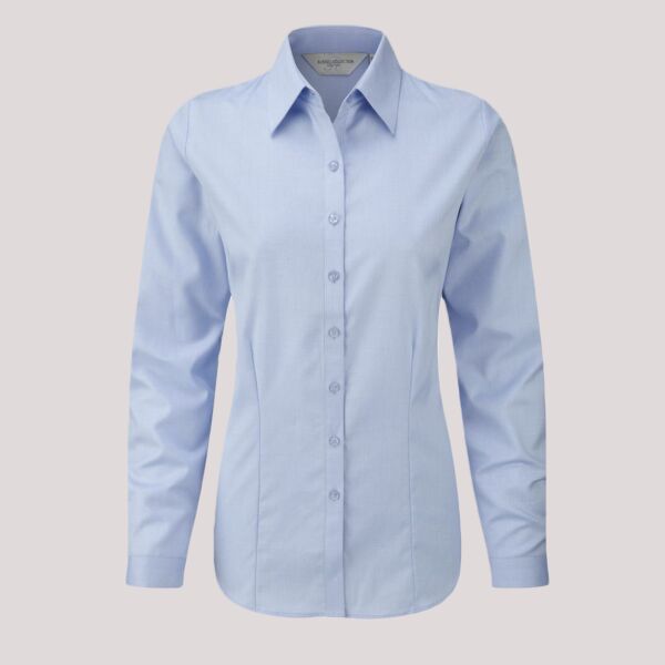 Russell Collection Ladies Long Sleeve Herringbone Shirt Thumbnail
