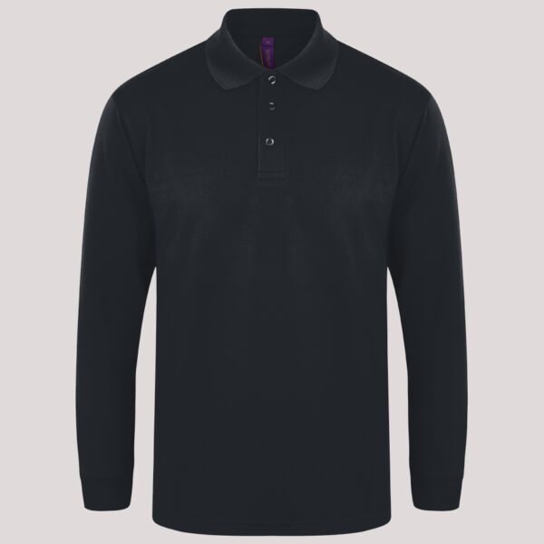 Henbury Unisex Long Sleeve Coolplus® Piqué Polo Shirt Thumbnail