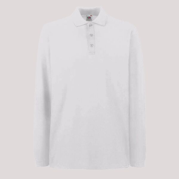 Fruit of the Loom Premium Long Sleeve Cotton Piqué Polo Shirt Thumbnail