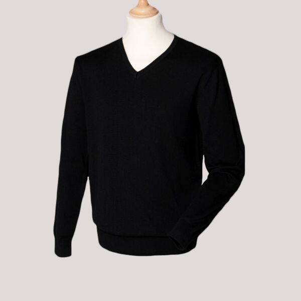 Henbury Lightweight Cotton Acrylic V Neck Sweater Thumbnail