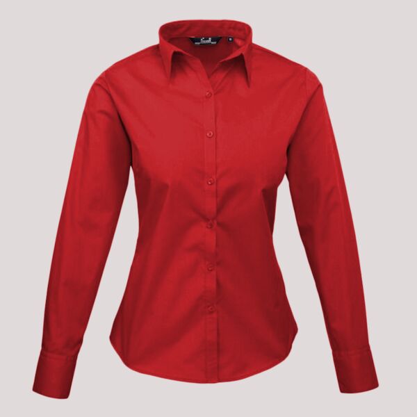 Premier Ladies Long Sleeve Poplin Blouse Thumbnail