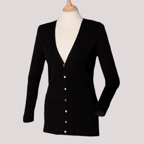 Henbury Ladies Cotton Acrylic V Neck Cardigan Thumbnail