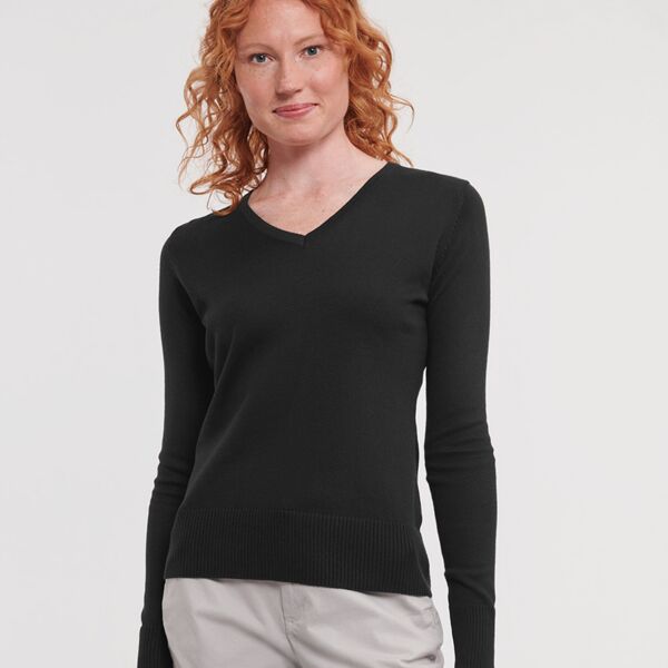 Russell Athletic Collection Ladies Cotton Acrylic V Neck Sweater Thumbnail