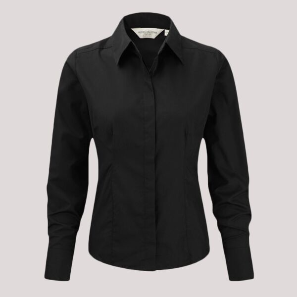 Russell Collection Ladies Long Sleeve Fitted Poplin Shirt Thumbnail