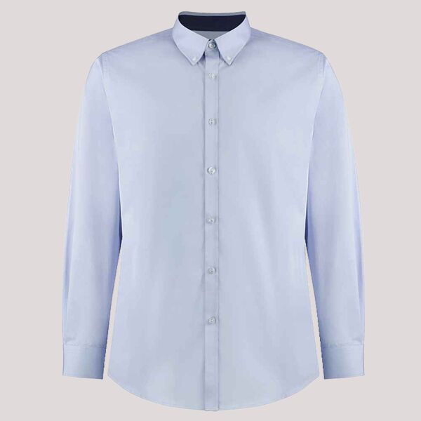 Kustom Kit Premium Long Sleeve Contrast Tailored Oxford Shirt Thumbnail