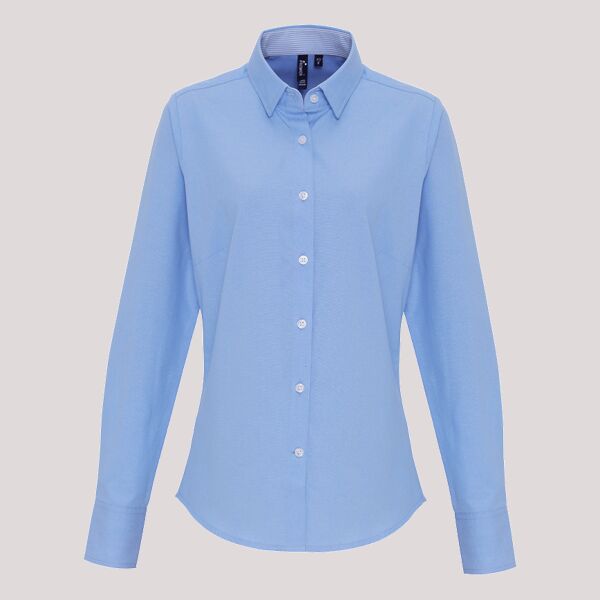 Premier Ladies Long Sleeve Striped Oxford Shirt Thumbnail