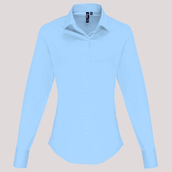 Premier Ladies Long Sleeve Stretch Fit Poplin Shirt Thumbnail