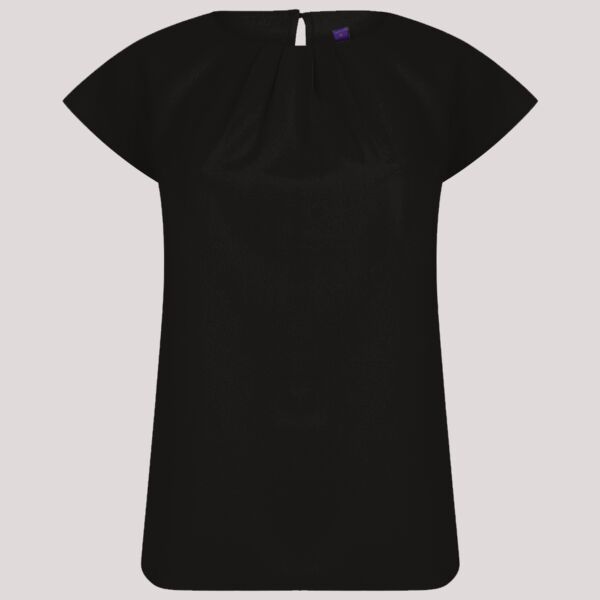 Henbury Ladies Pleat Front Short Sleeve Blouse Thumbnail